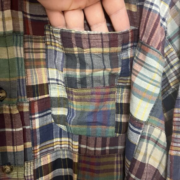 Brooks Brothers Shirt Mens XL Cotton Madras Patchwork Plaid Long Sleeve Indian - Picture 4 of 7